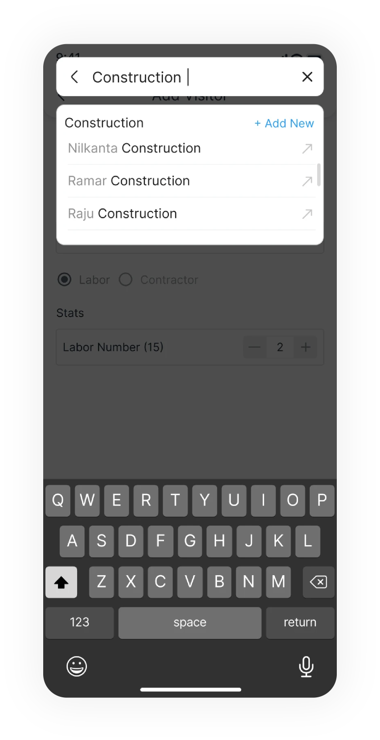 Construction contractor search